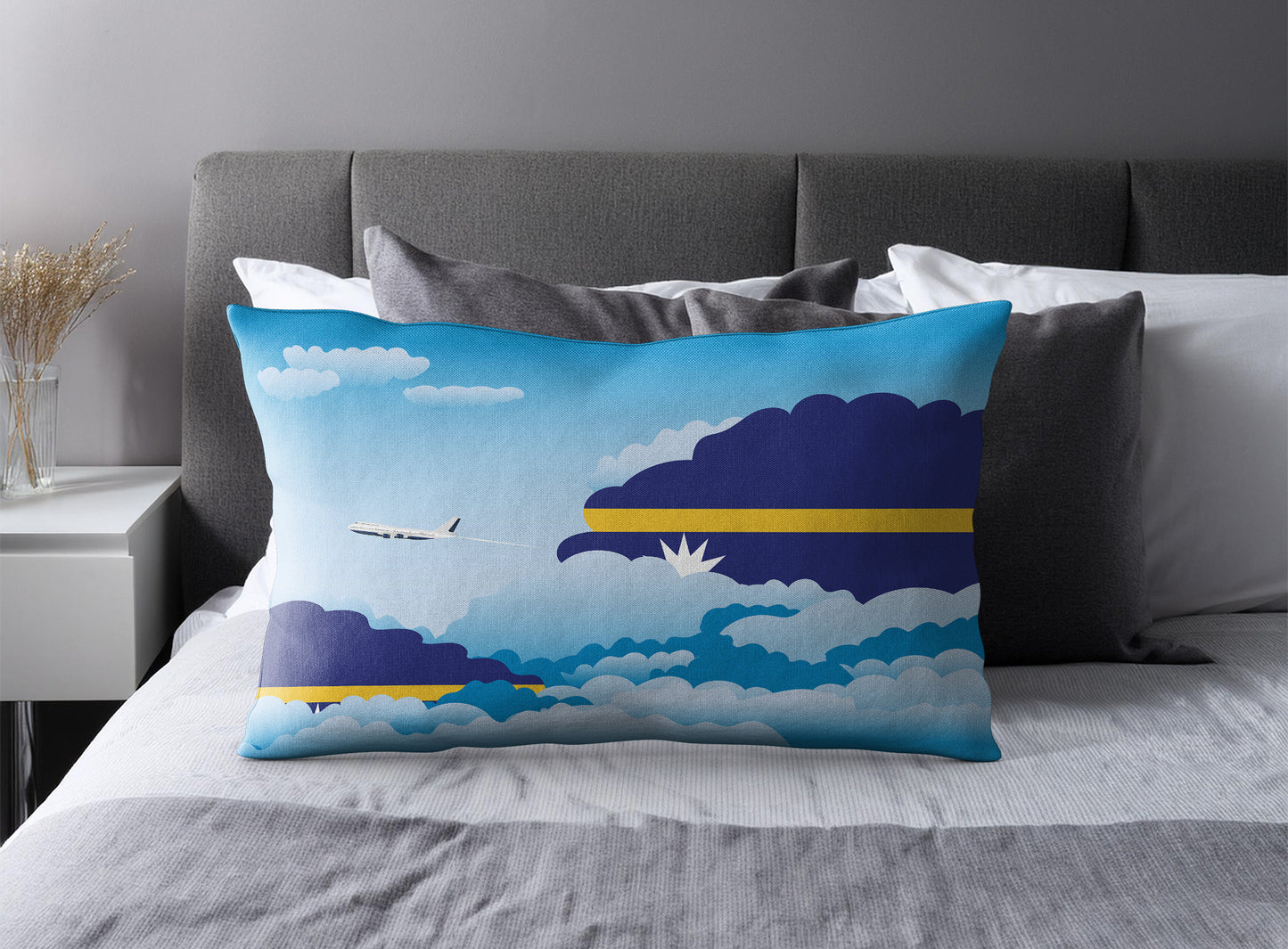 Nauru World Airplane Day Clouds Square & Rectangle Pillow Cases | Aviation Decorative Pillow Covers