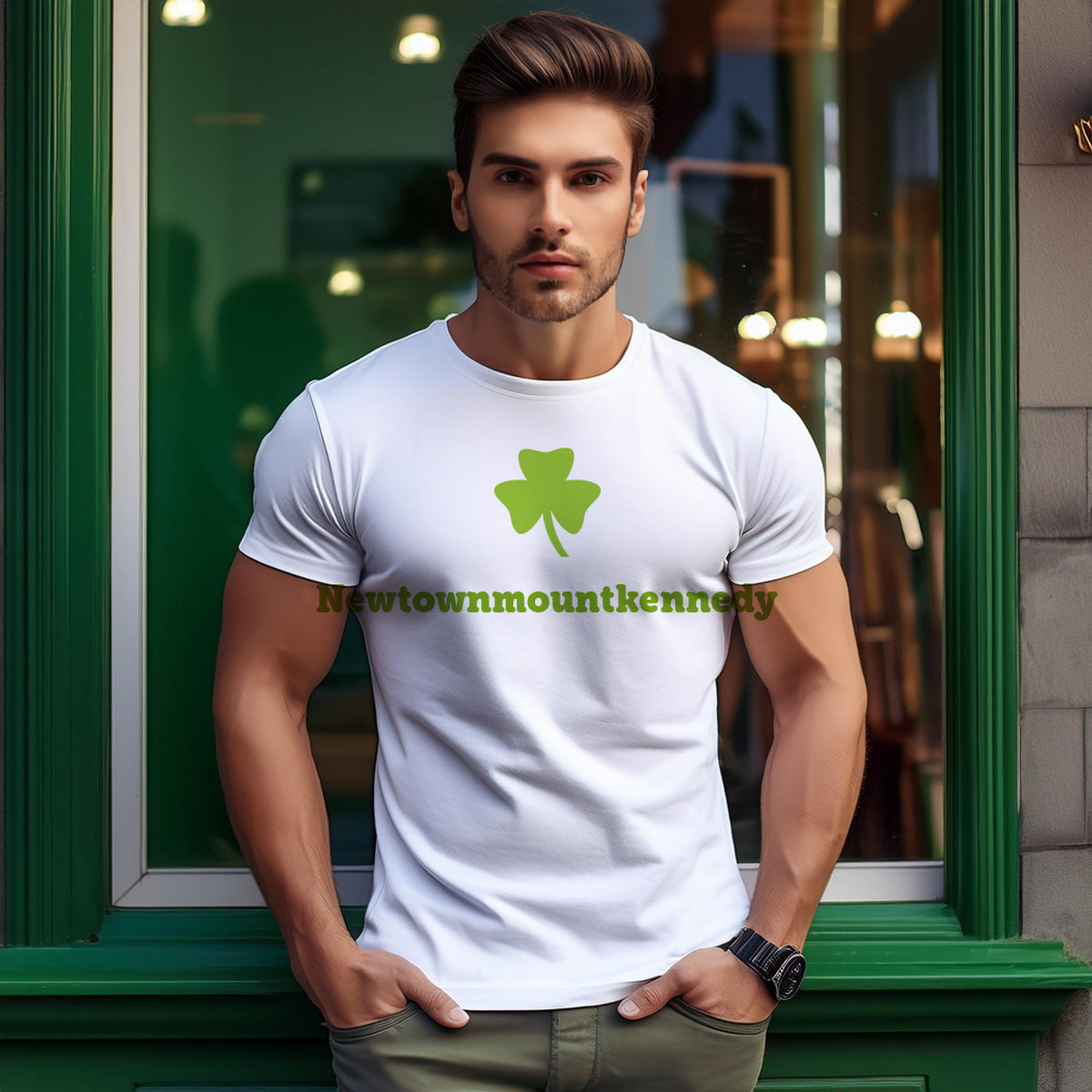 Newtownmountkennedy Shamrock Men Unisex T-Shirt | Irish Heritage White Graphic Tee
