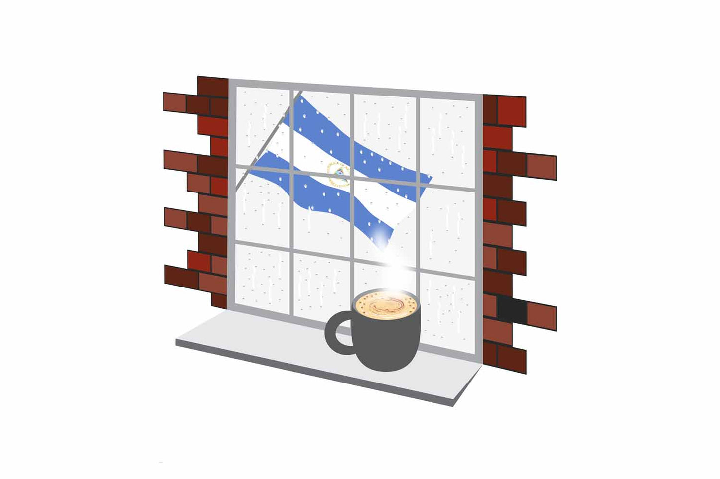 Nicaragua Coffee Rain Window Fridge Magnet