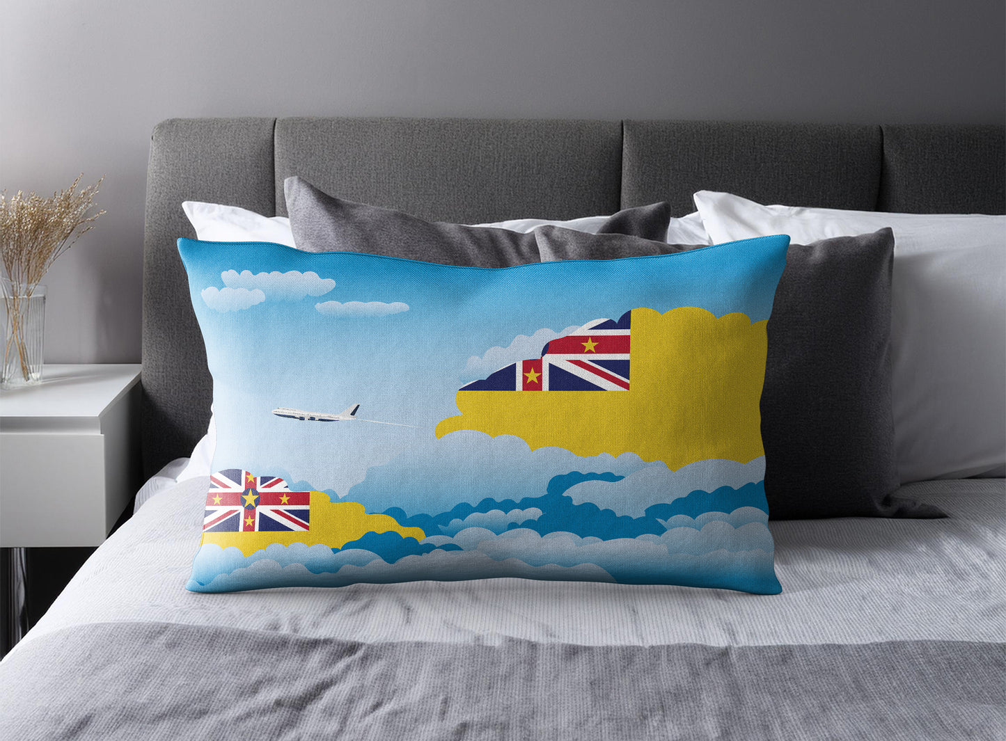 Niue World Airplane Day Clouds Square & Rectangle Pillow Cases | Aviation Decorative Pillow Covers