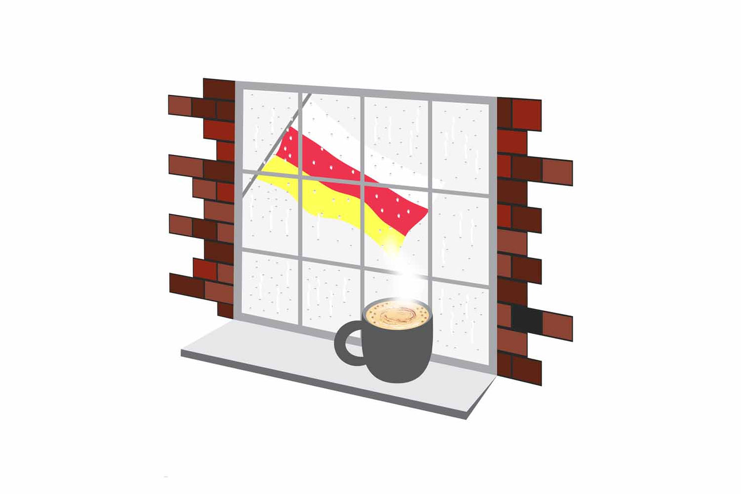 North Ossetia Coffee Rain Window Fridge Magnet