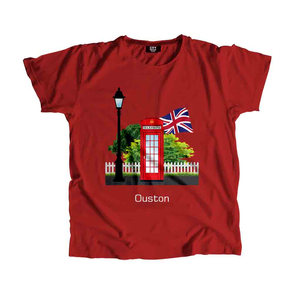 Ouston Red Telephone Box Men Unisex T-Shirt