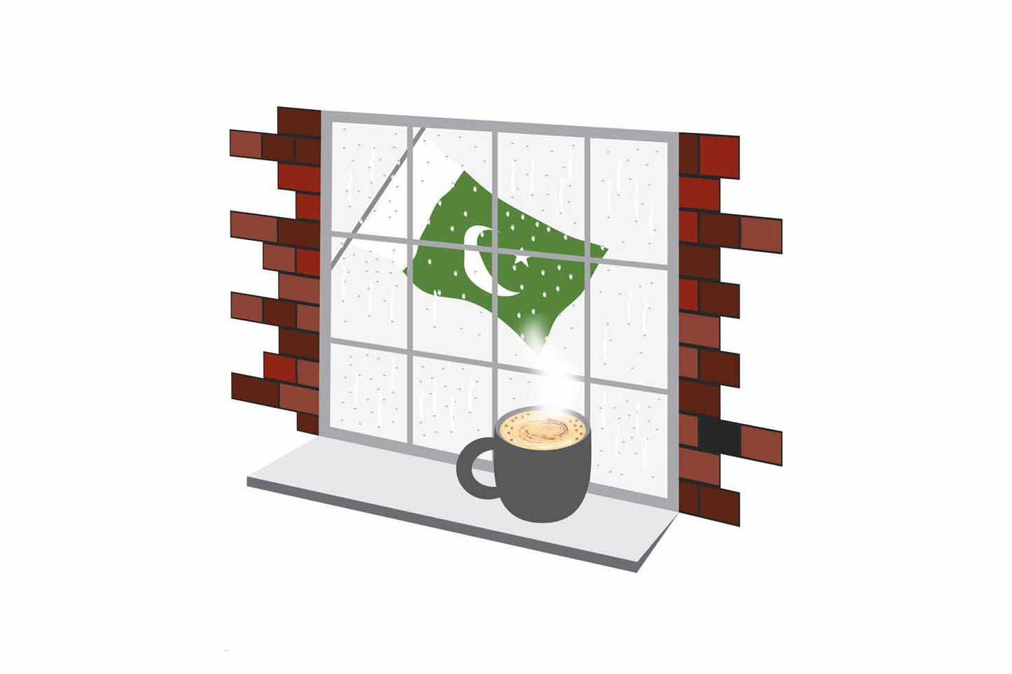 Pakistan Coffee Rain Window Fridge Magnet