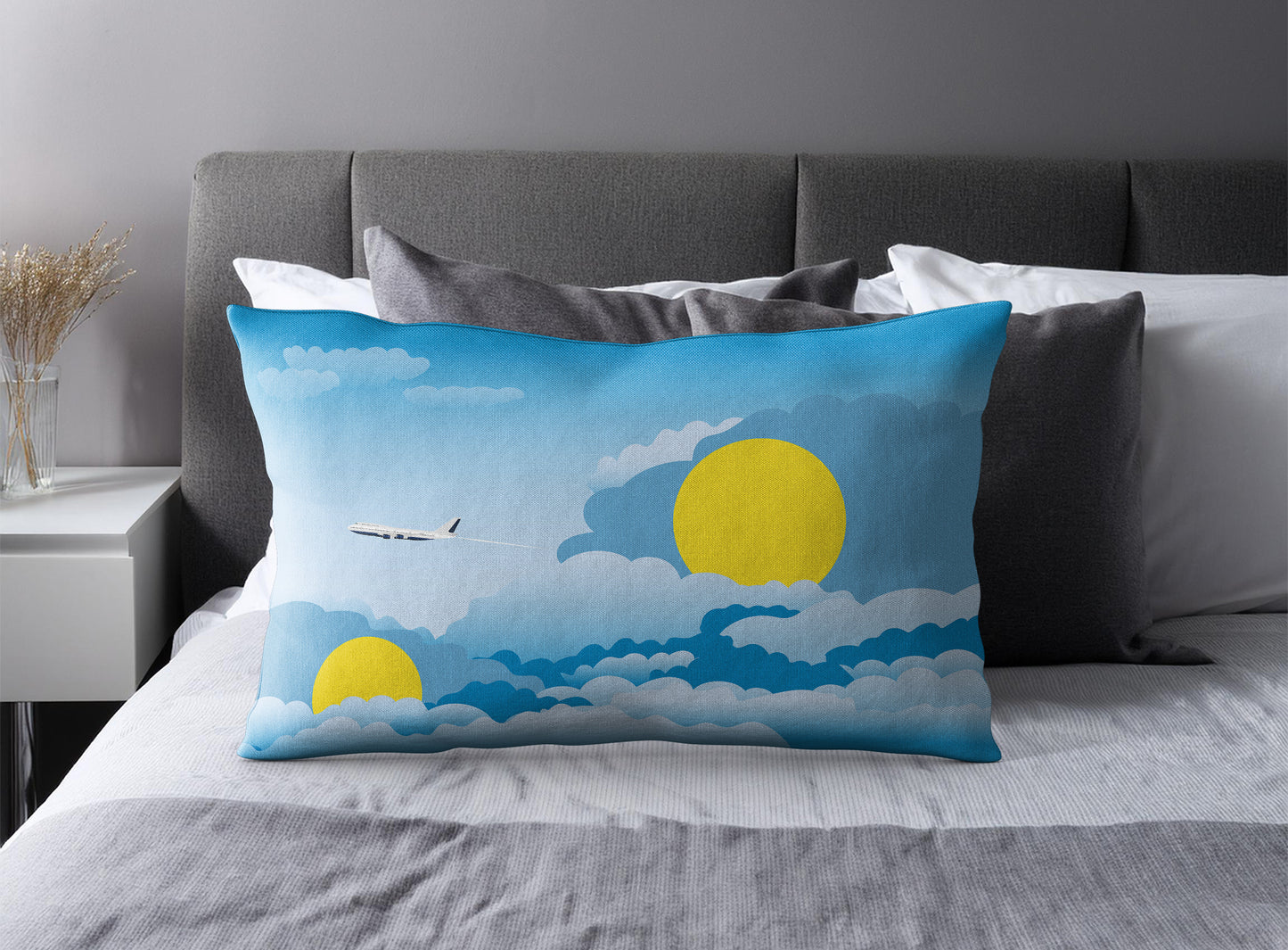 Palau World Airplane Day Clouds Square & Rectangle Pillow Cases | Aviation Decorative Pillow Covers
