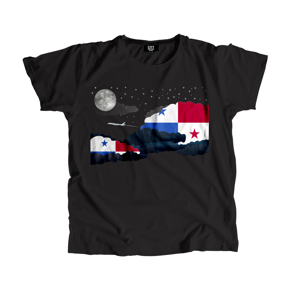 Panama Night Clouds Airplane Airport Flight Men Unisex T-Shirt Night Clouds Airplane Airport Flight T-Shirt