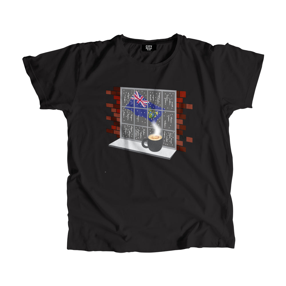 Pitcairn Islands Coffee Rain Men Unisex T-Shirt | Coffee Lover Graphic Tee