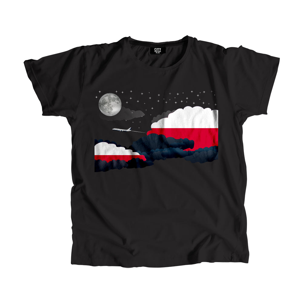 Poland Night Clouds Airplane Airport Flight Men Unisex T-Shirt Night Clouds Airplane Airport Flight T-Shirt