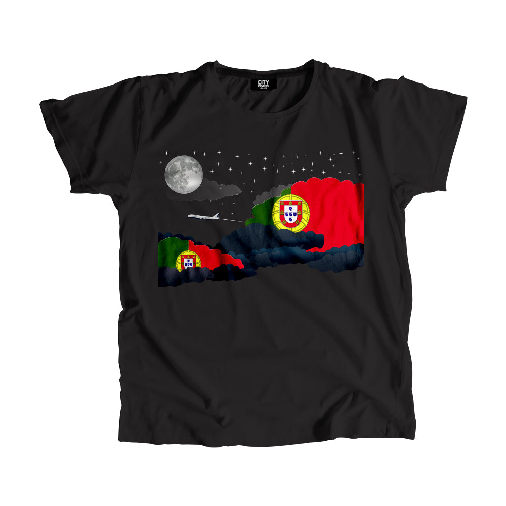 Portugal Night Clouds Airplane Airport Flight Men Unisex T-Shirt Night Clouds Airplane Airport Flight T-Shirt