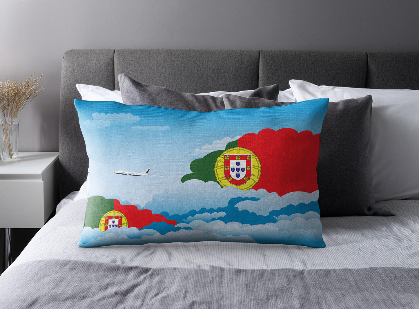 Portugal World Airplane Day Clouds Square & Rectangle Pillow Cases | Aviation Decorative Pillow Covers