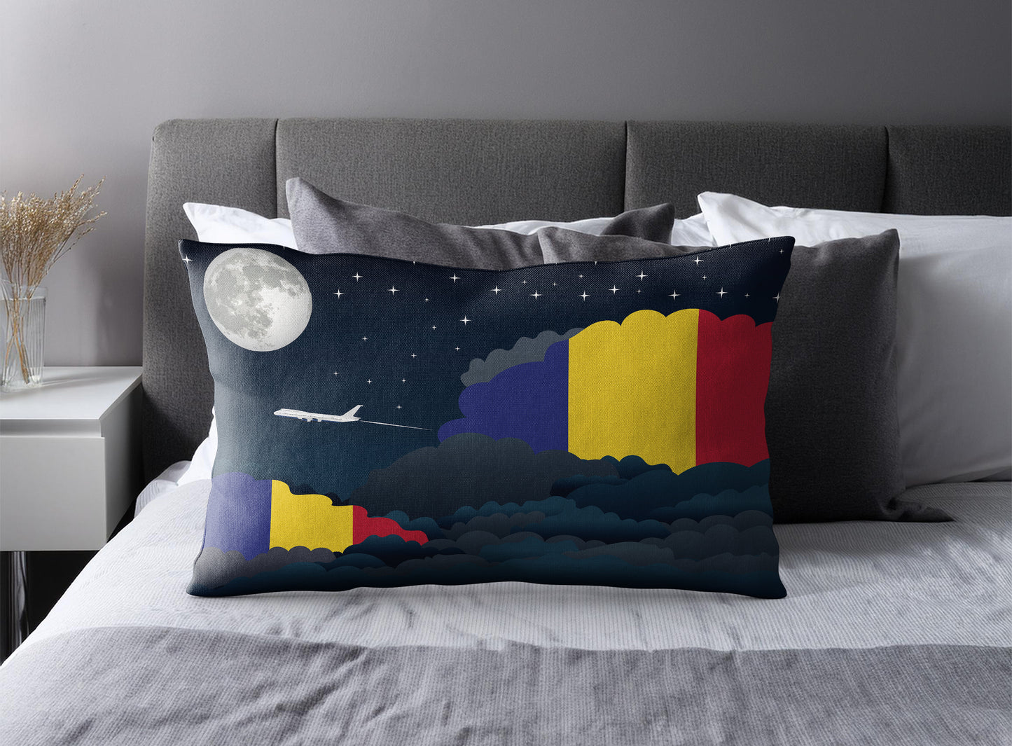 Romania World Airplane Night Clouds Square & Rectangle Pillow Cases | Aviation Night Sky Pillow Covers