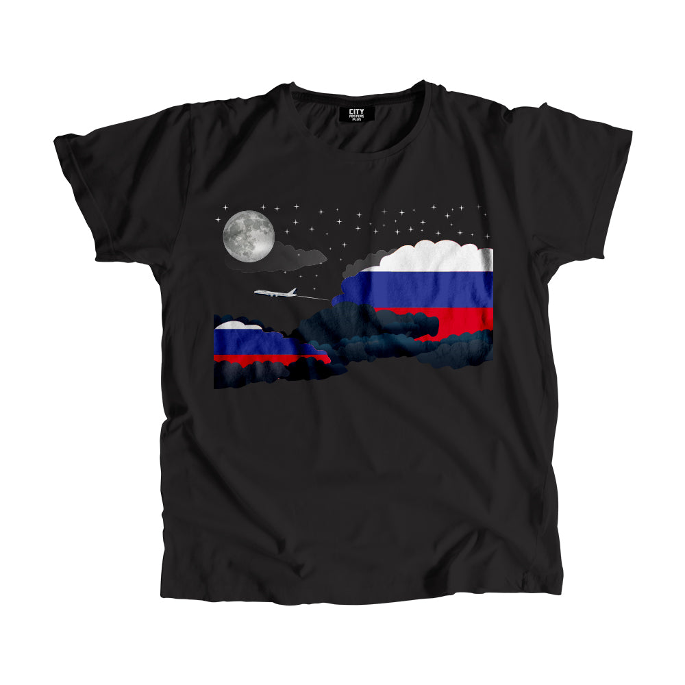 Russia Night Clouds Airplane Airport Flight Men Unisex T-Shirt Night Clouds Airplane Airport Flight T-Shirt