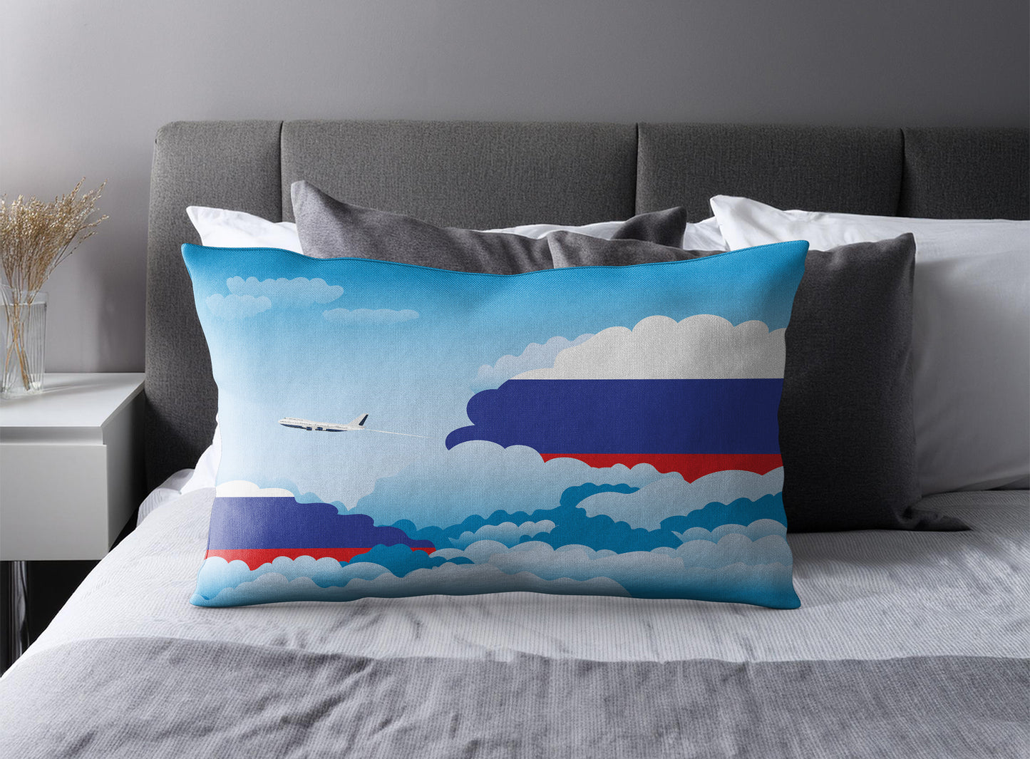 Russia World Airplane Day Clouds Square & Rectangle Pillow Cases | Aviation Decorative Pillow Covers