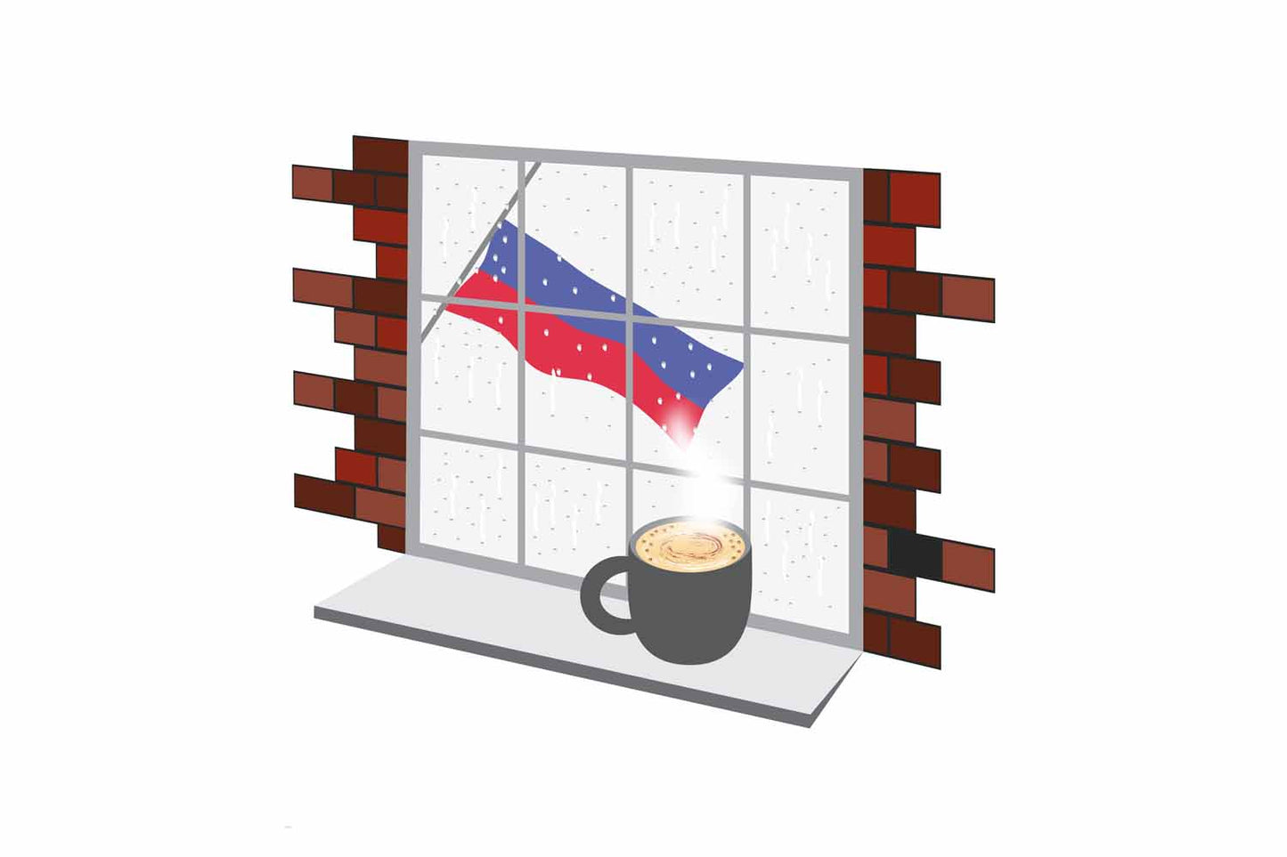Russia Coffee Rain Window Fridge Magnet