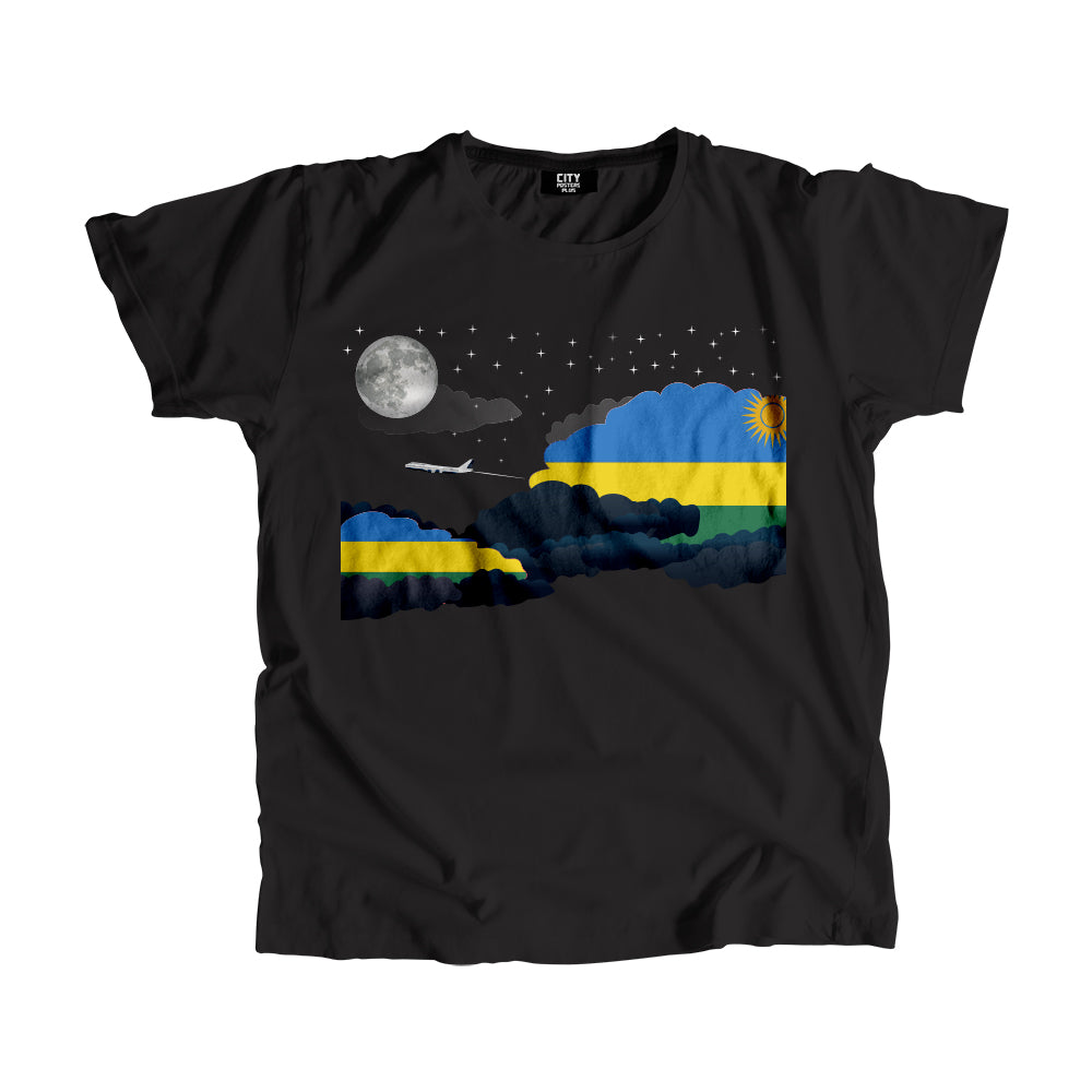 Rwanda Night Clouds Airplane Airport Flight Men Unisex T-Shirt Night Clouds Airplane Airport Flight T-Shirt