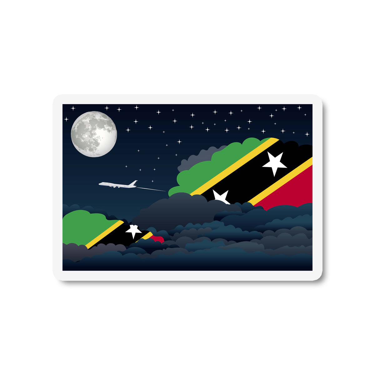Saint Kitts and Nevis Night Clouds Fridge Magnet