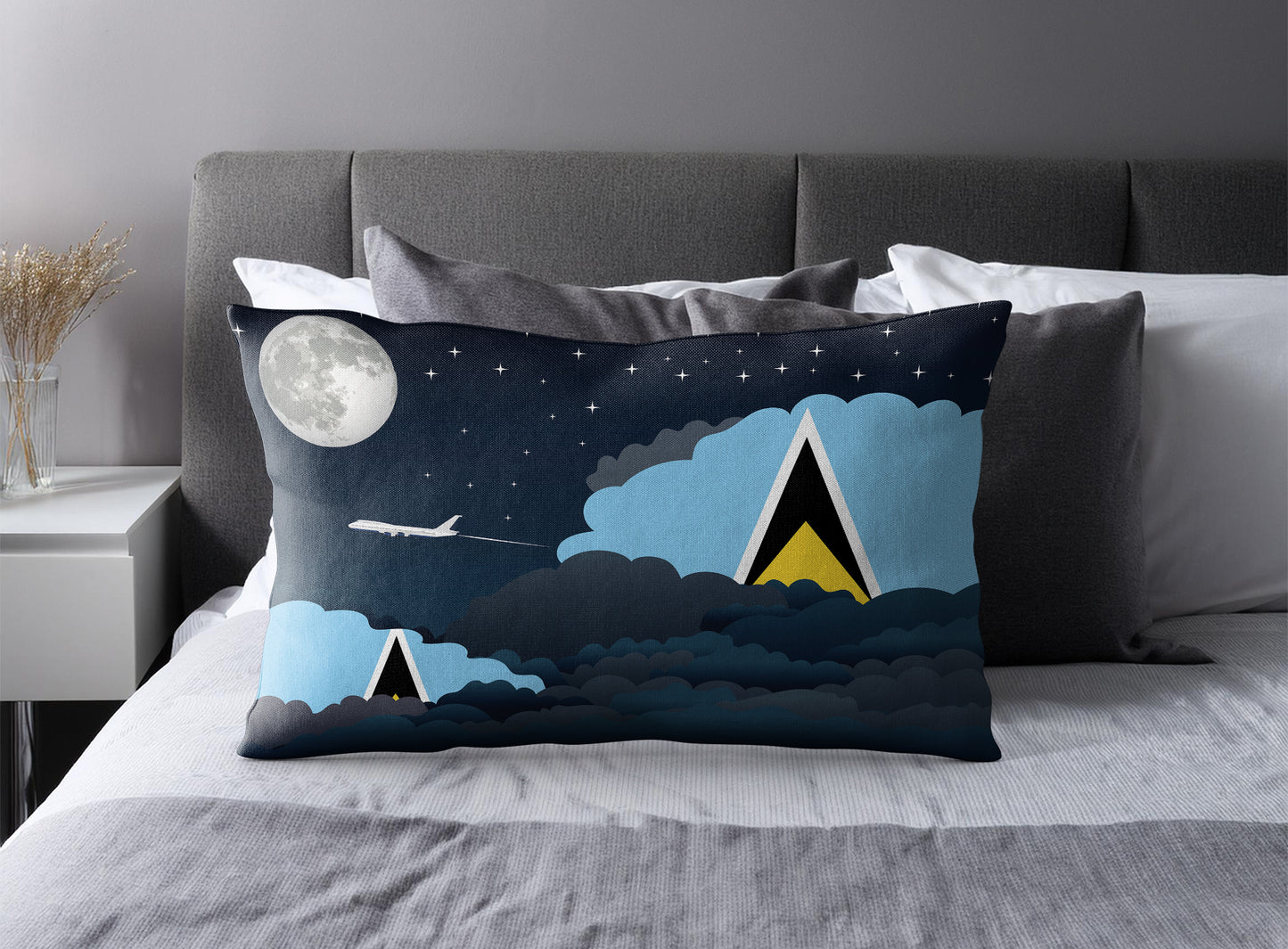 Saint Lucia Night Clouds Pillow Case and Pillow Throw