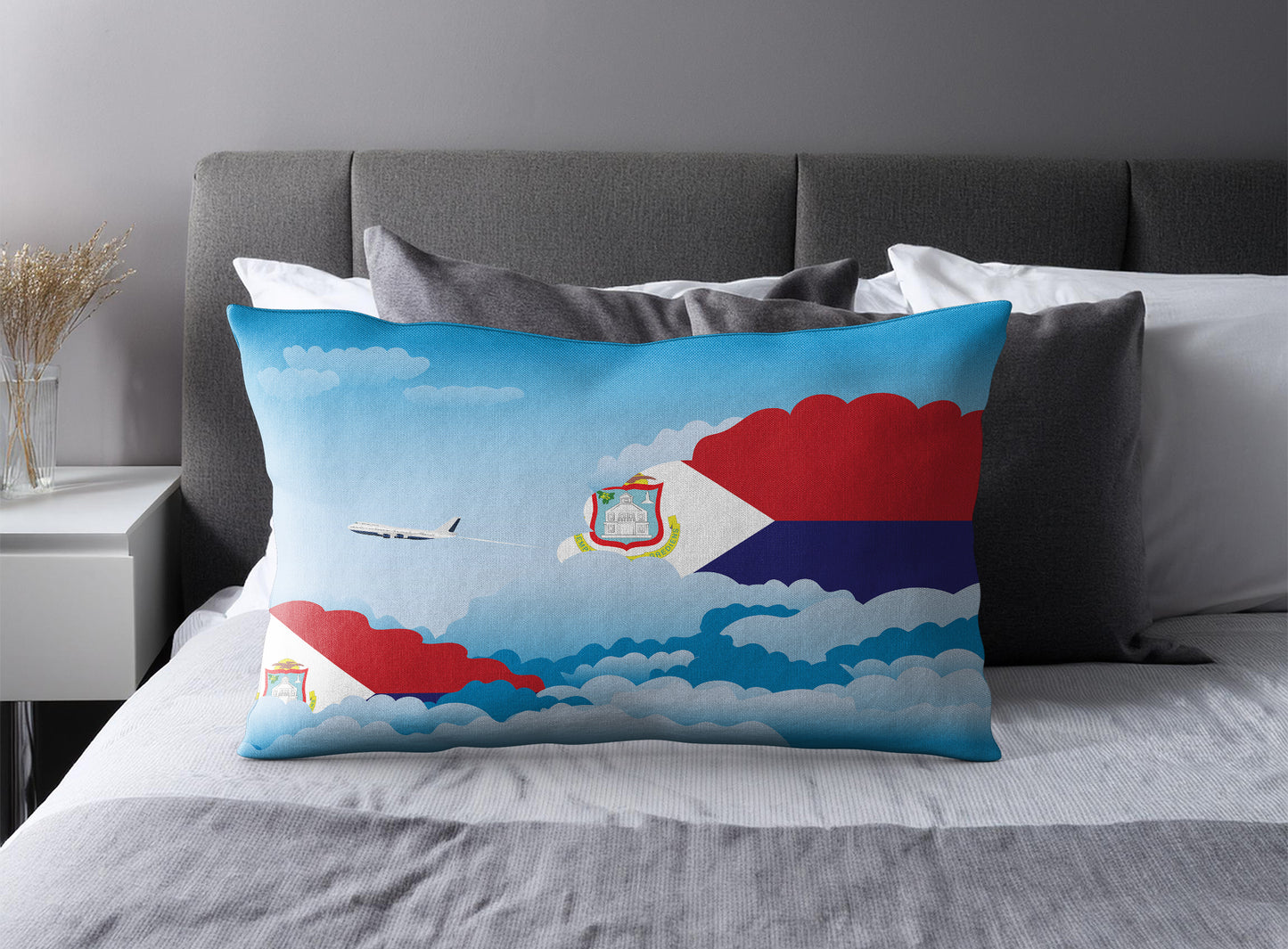 Saint Martin World Airplane Day Clouds Square & Rectangle Pillow Cases | Aviation Decorative Pillow Covers