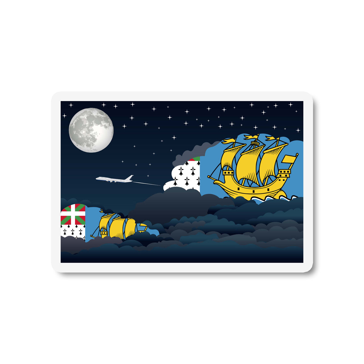 Saint Pierre and Miquelon Night Clouds Fridge Magnet