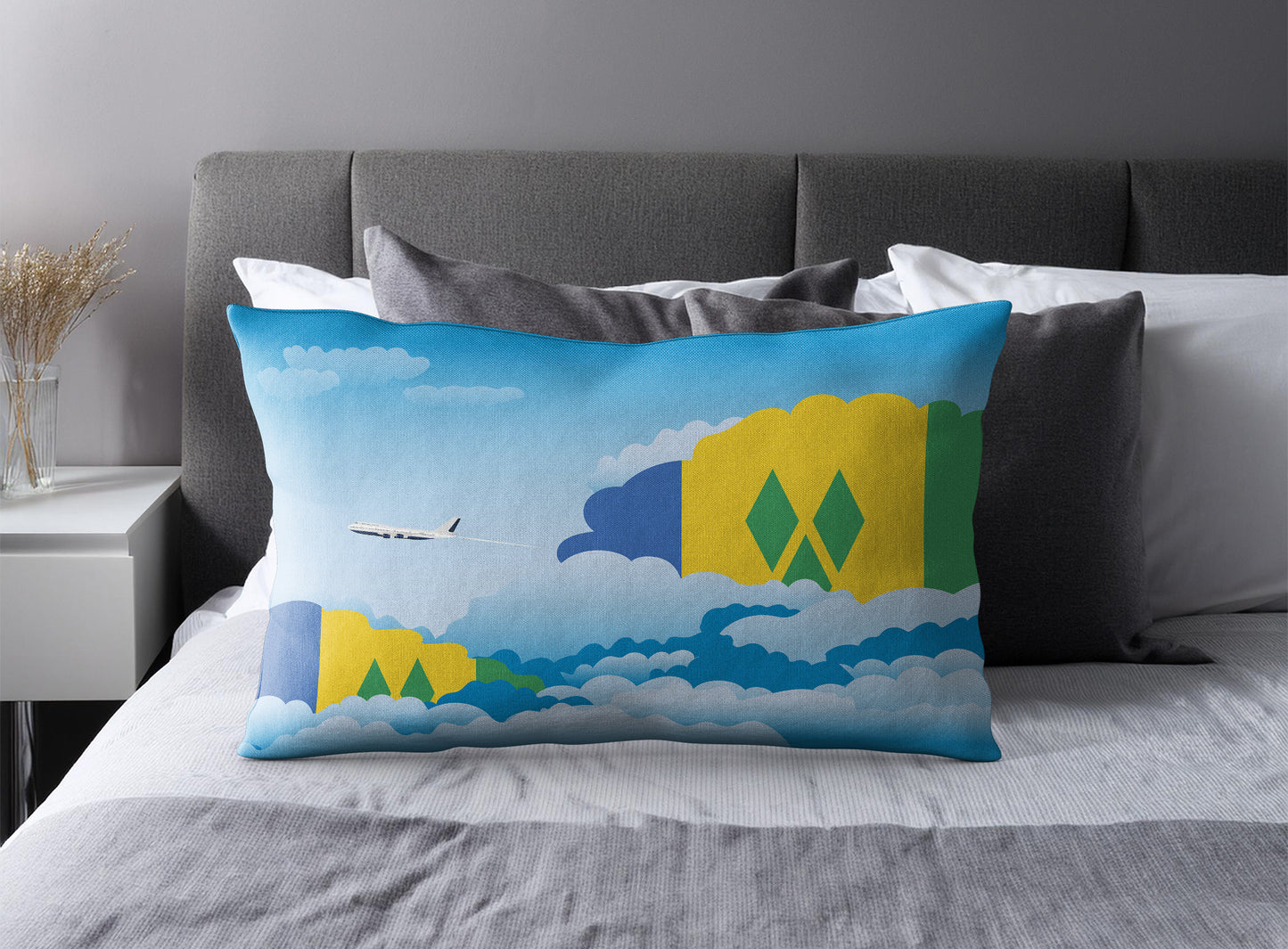 Saint Vincent Case and the Grenadines World Airplane Day Clouds Square & Rectangle Pillow Cases | Aviation Decorative Pillow Covers