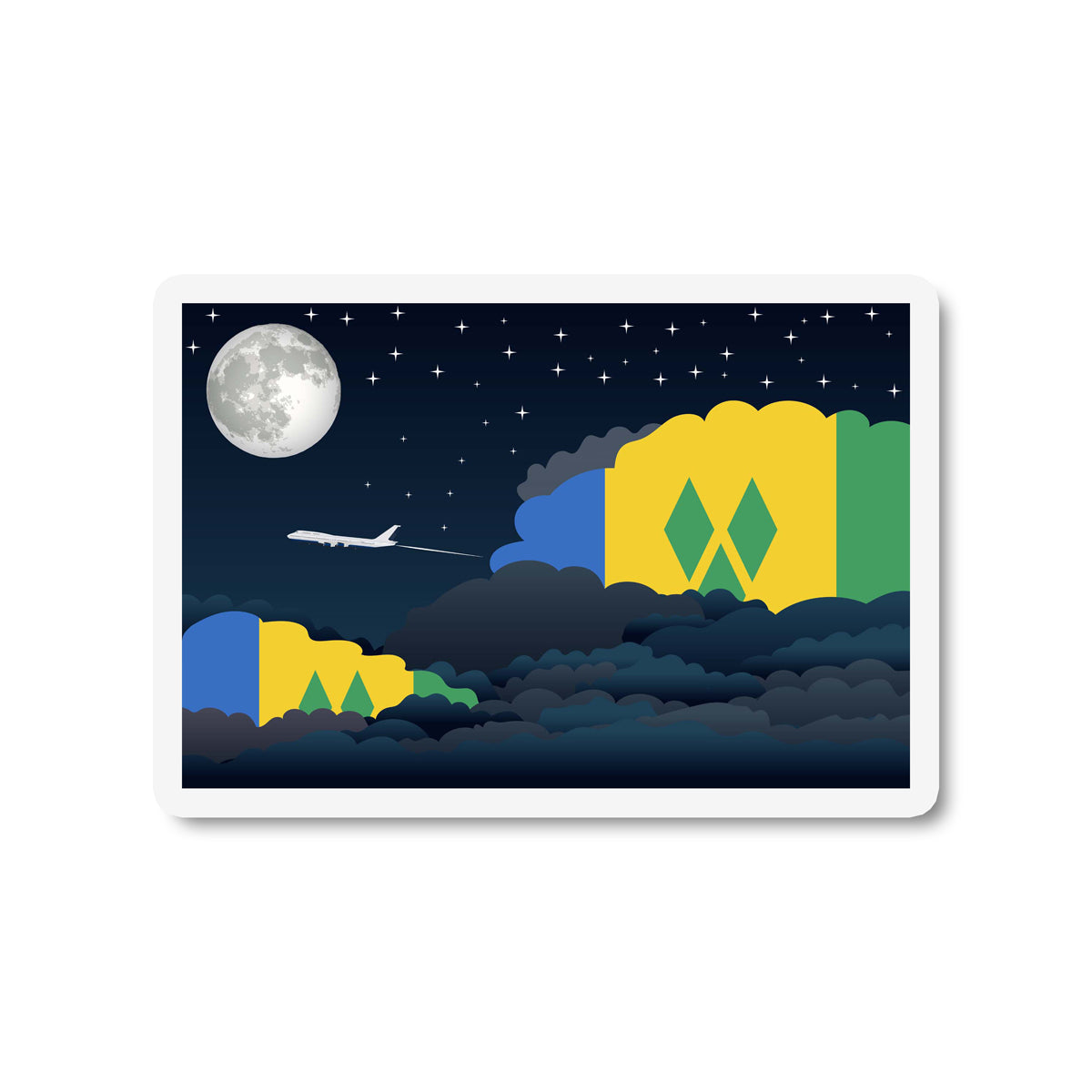 Saint Vincent and the Grenadines Night Clouds Fridge Magnet