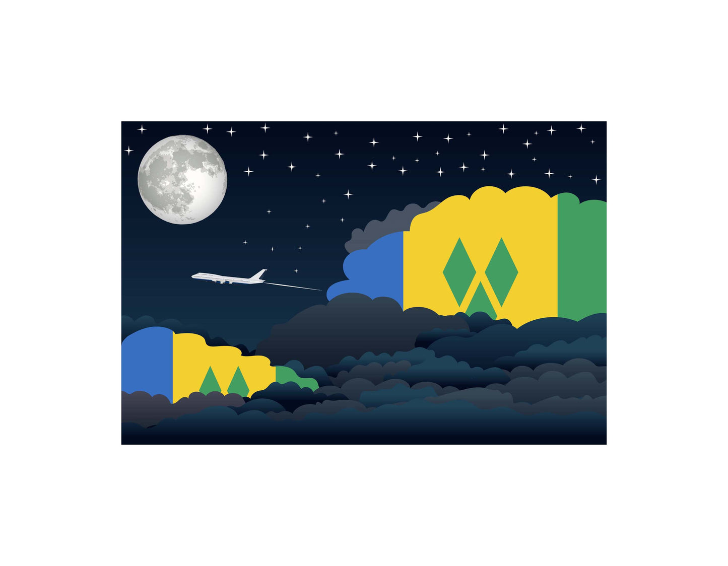 Saint Vincent Case and the Grenadines Night Clouds Blankets & Throws | Premium Soft Blankets | City Posters Plus