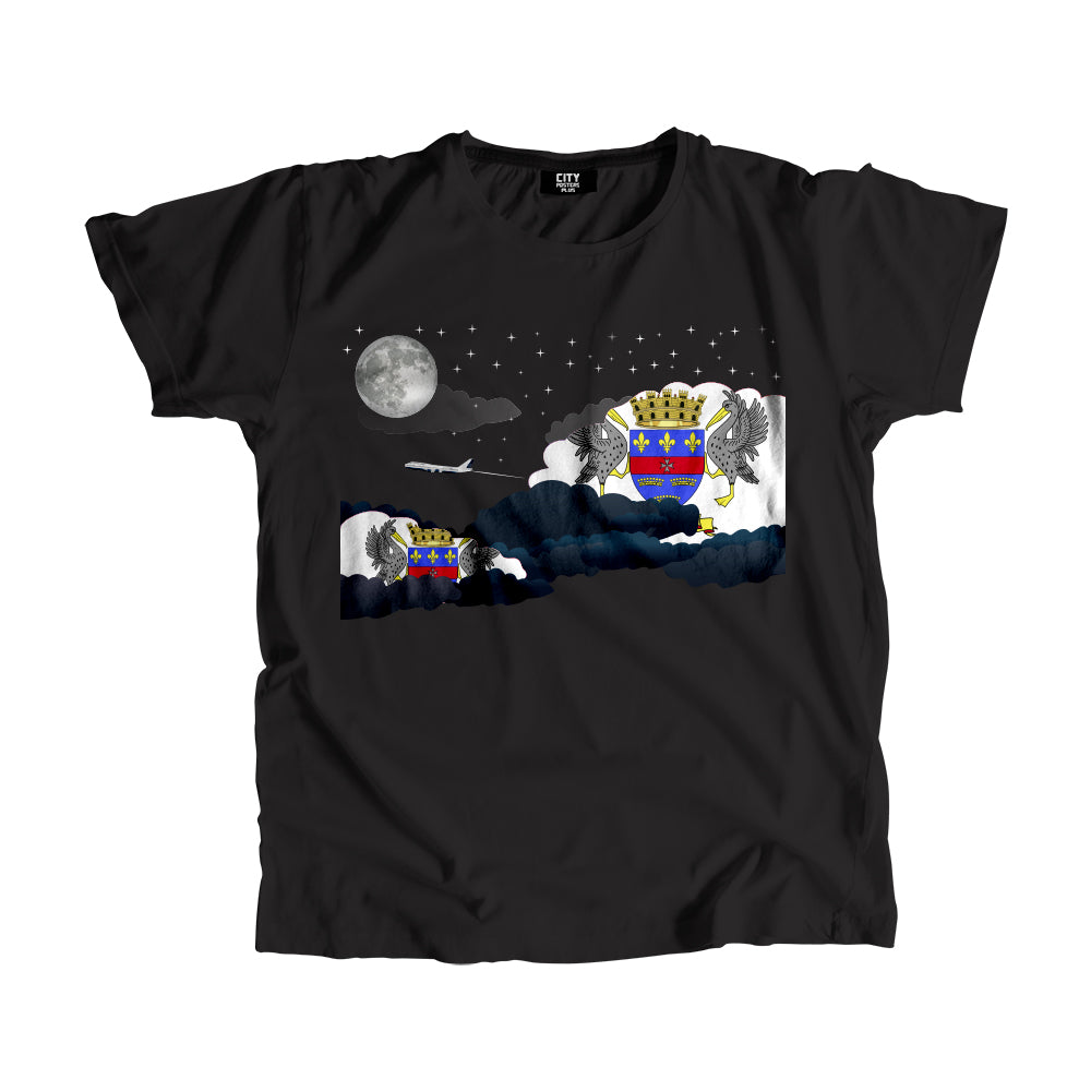 Saint Barthelemy Night Clouds Airplane Airport Flight Men Unisex T-Shirt Night Clouds Airplane Airport Flight T-Shirt