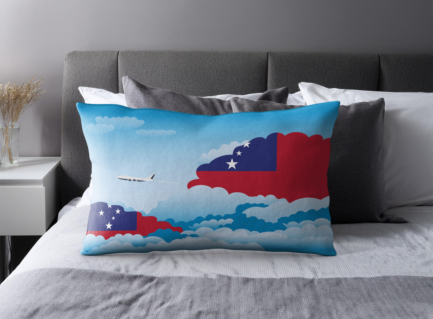 Samoa World Airplane Day Clouds Square & Rectangle Pillow Cases | Aviation Decorative Pillow Covers