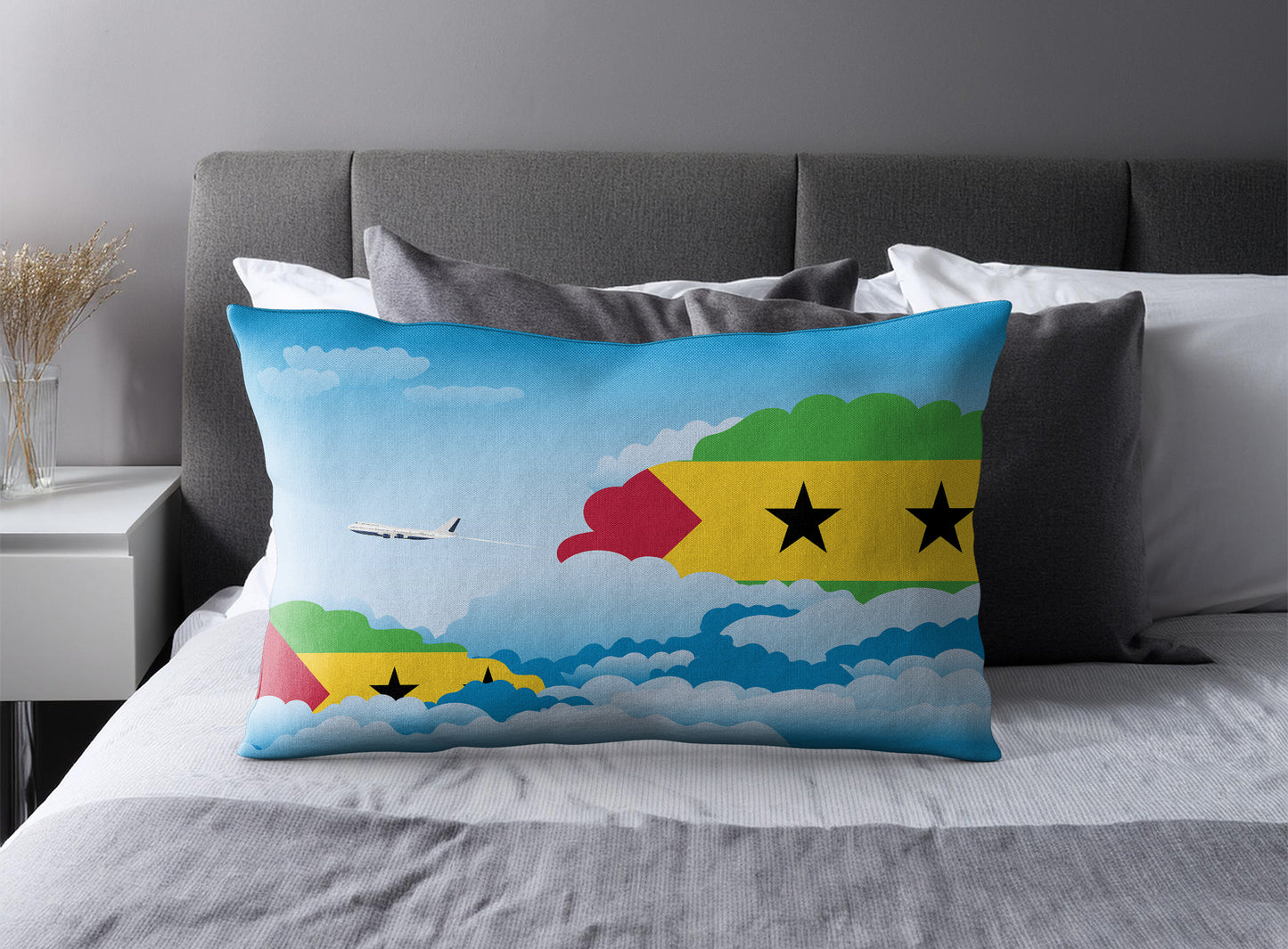 Sao Tome Case and Principe World Airplane Day Clouds Square & Rectangle Pillow Cases | Aviation Decorative Pillow Covers