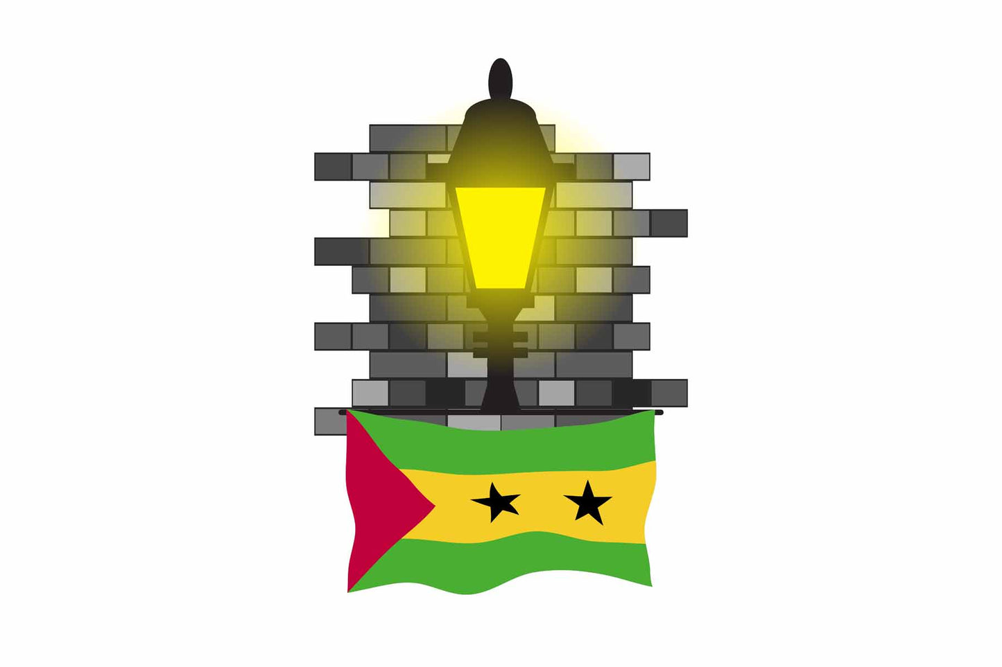 Sao Tome and Principe Street Lamp Bricks Fridge Magnet