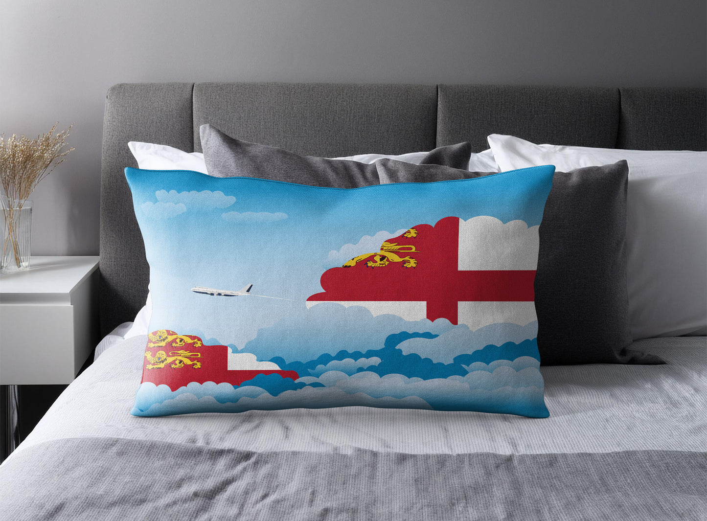 Sark Day Clouds Pillow Case and Pillow Throw
