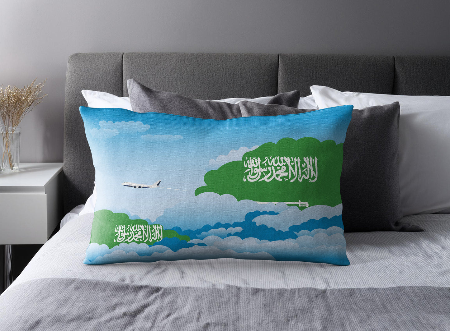 Saudi Arabia Day Clouds Pillow Case and Pillow Throw