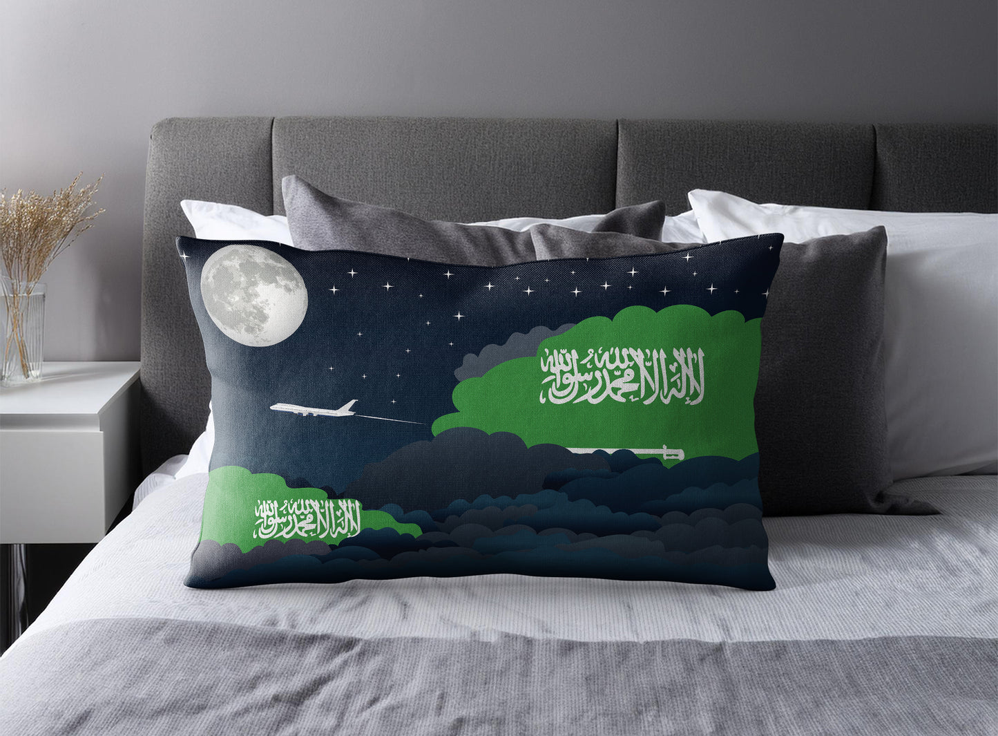 Saudi Arabia Night Clouds Pillow Case and Pillow Throw
