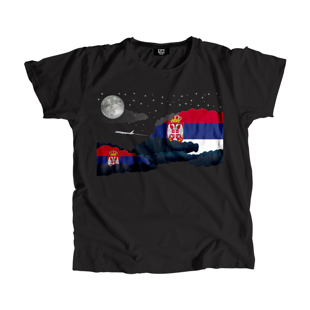 Serbia Night Clouds Airplane Airport Flight Men Unisex T-Shirt Night Clouds Airplane Airport Flight T-Shirt