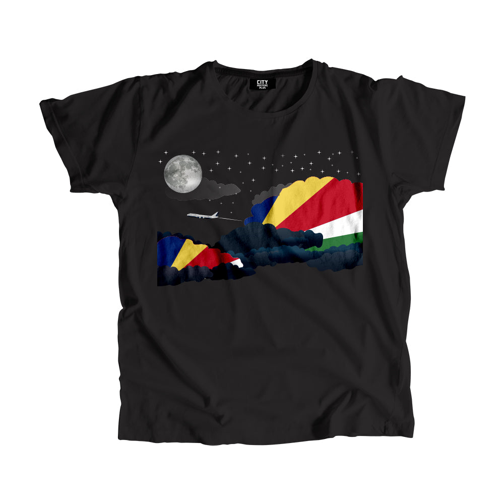Seychelles Night Clouds Airplane Airport Flight Men Unisex T-Shirt Night Clouds Airplane Airport Flight T-Shirt