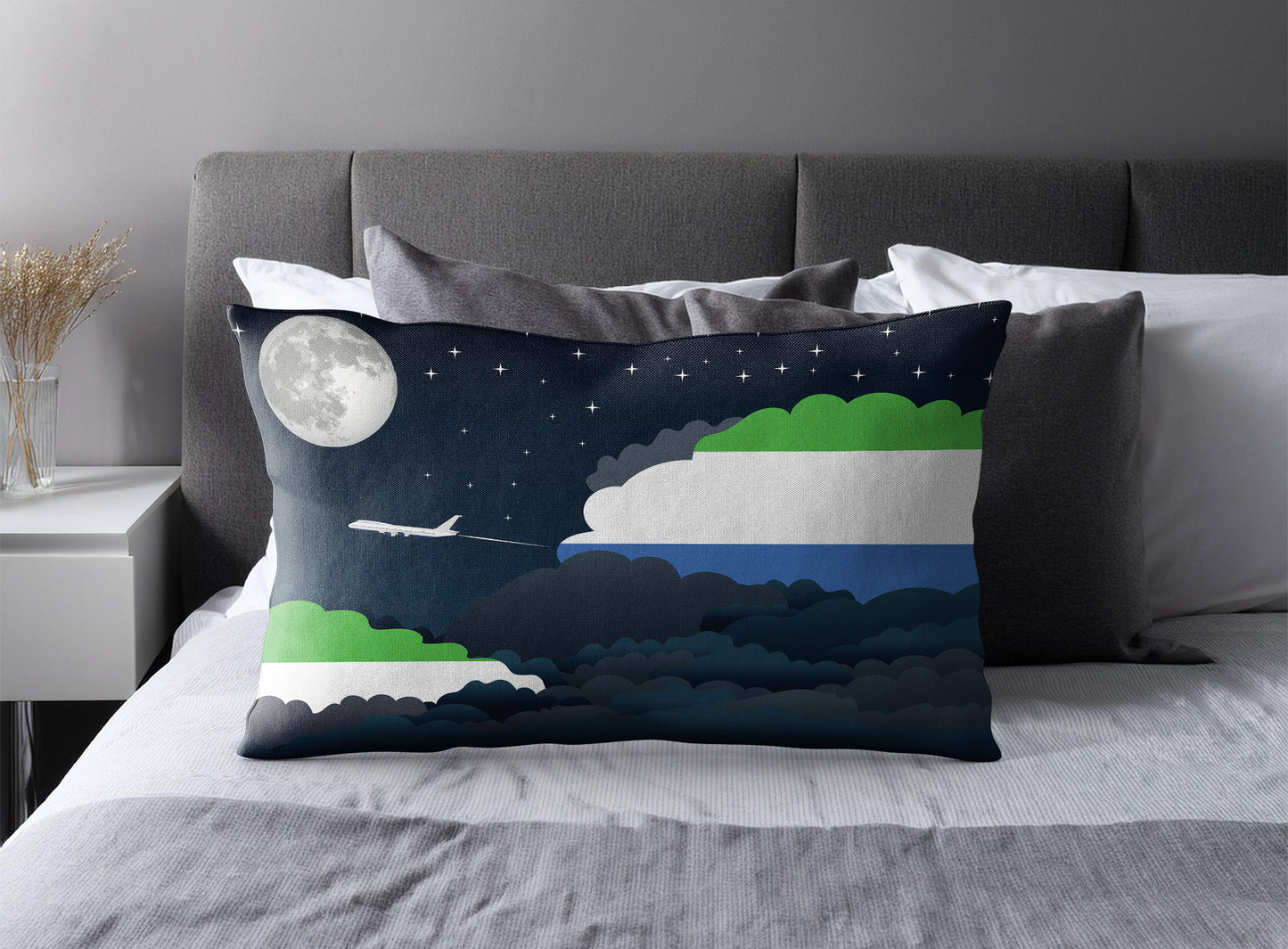 Sierra Leone Night Clouds Pillow Case and Pillow Throw