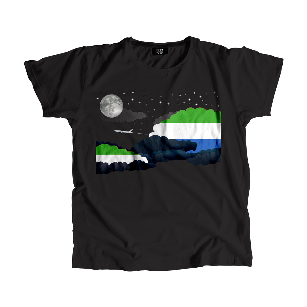 Sierra Leone Night Clouds Airplane Airport Flight Men Unisex T-Shirt Night Clouds Airplane Airport Flight T-Shirt