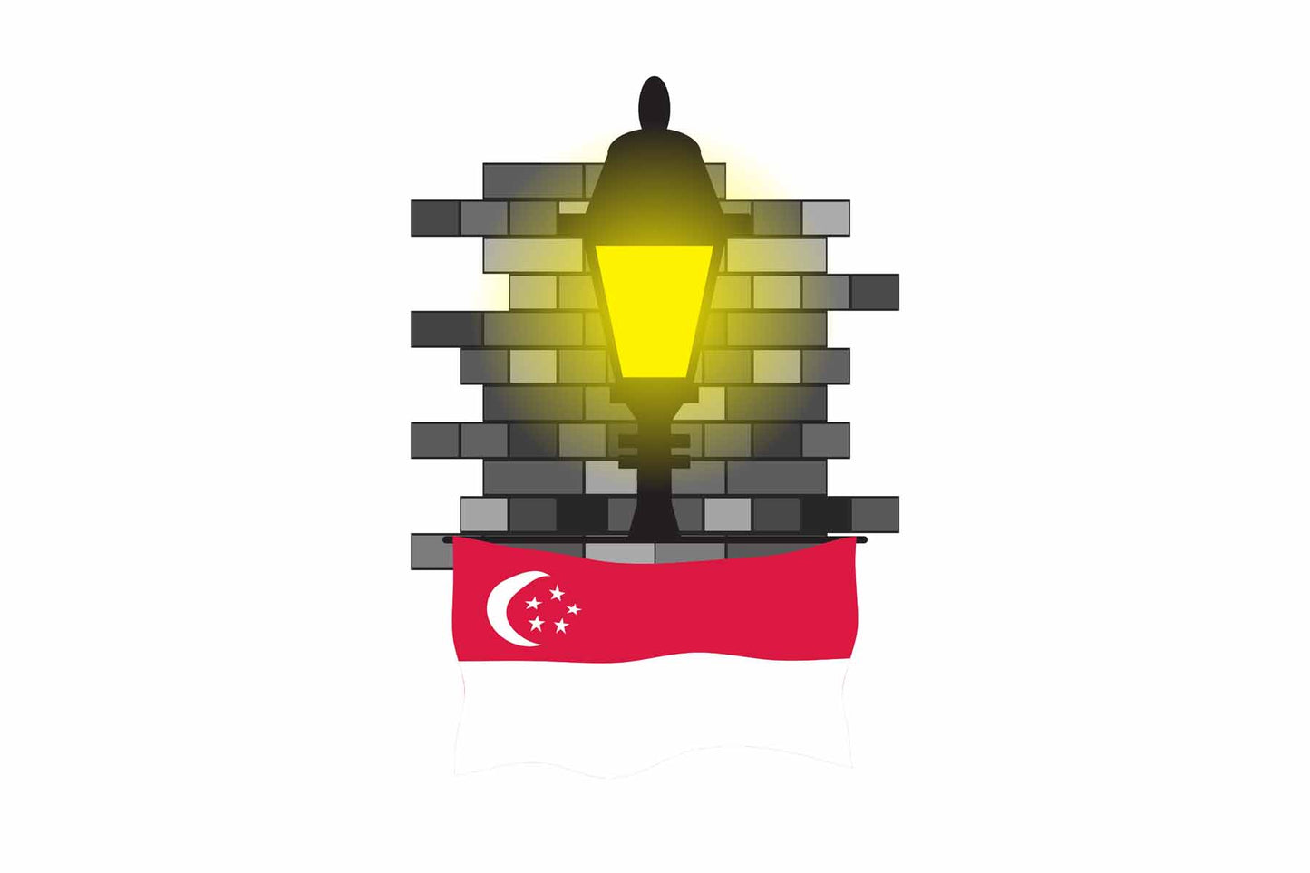 Singapore Street Lamp Bricks Fridge Magnet