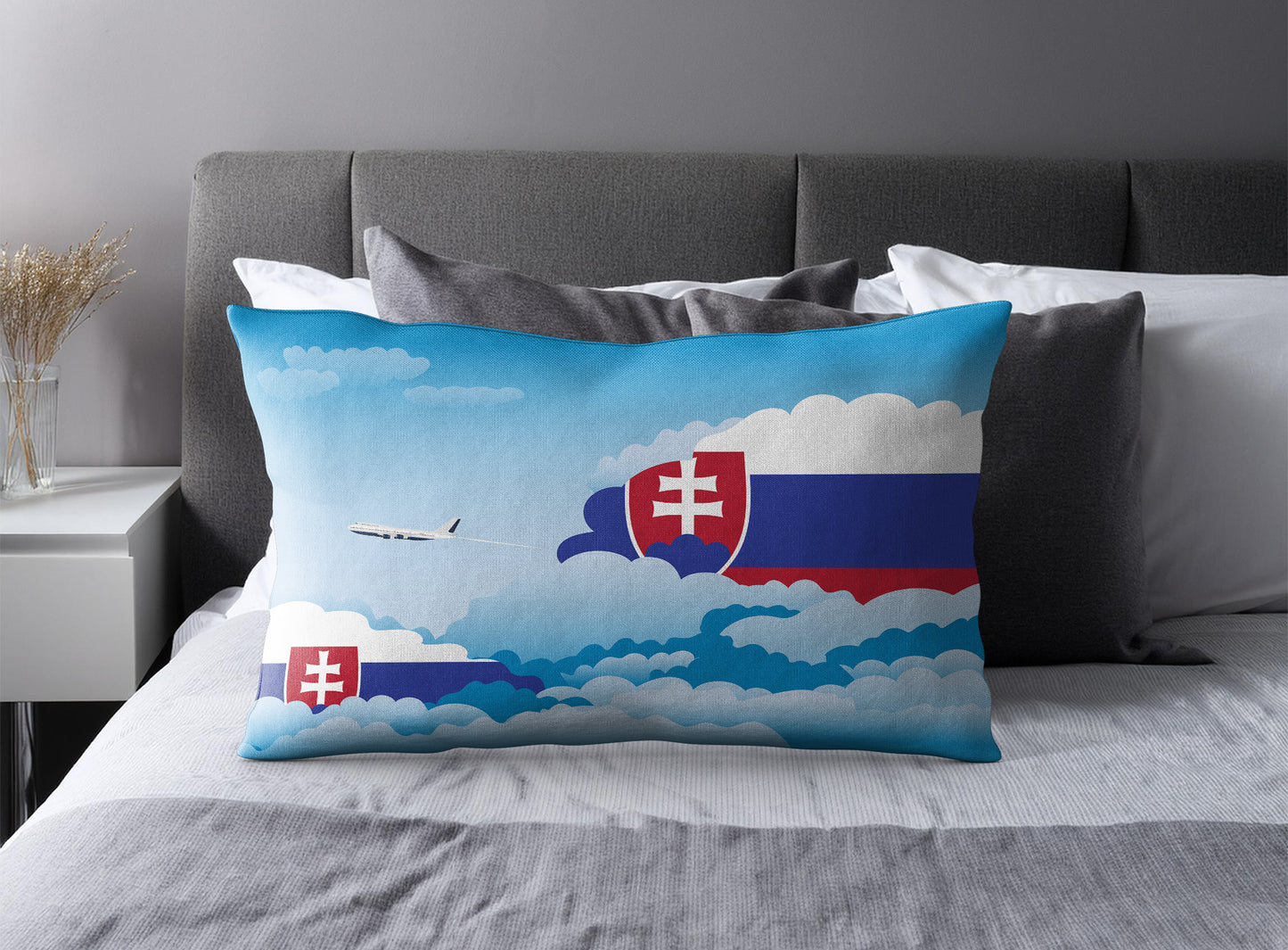 Slovakia Day Clouds Pillow Case and Pillow Throw