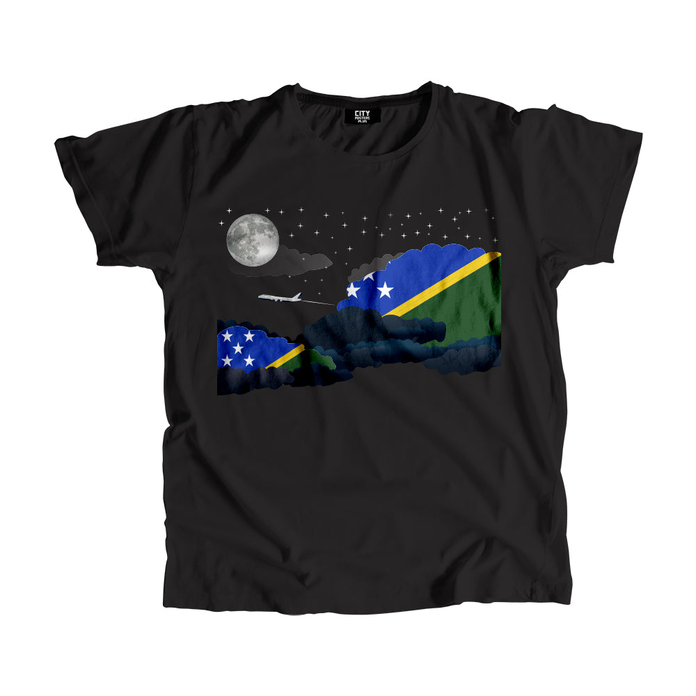 Solomon Islands Night Clouds Airplane Airport Flight Men Unisex T-Shirt Night Clouds Airplane Airport Flight T-Shirt