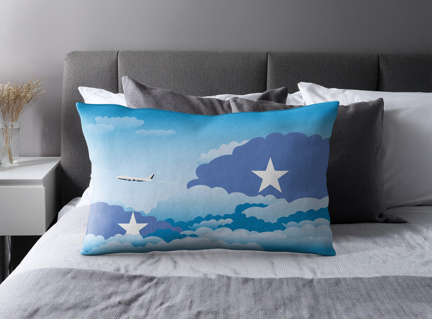 Somalia World Airplane Day Clouds Square & Rectangle Pillow Cases | Aviation Decorative Pillow Covers