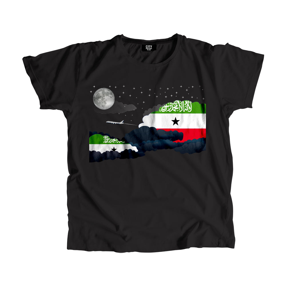 Somaliland Night Clouds Airplane Airport Flight Men Unisex T-Shirt Night Clouds Airplane Airport Flight T-Shirt