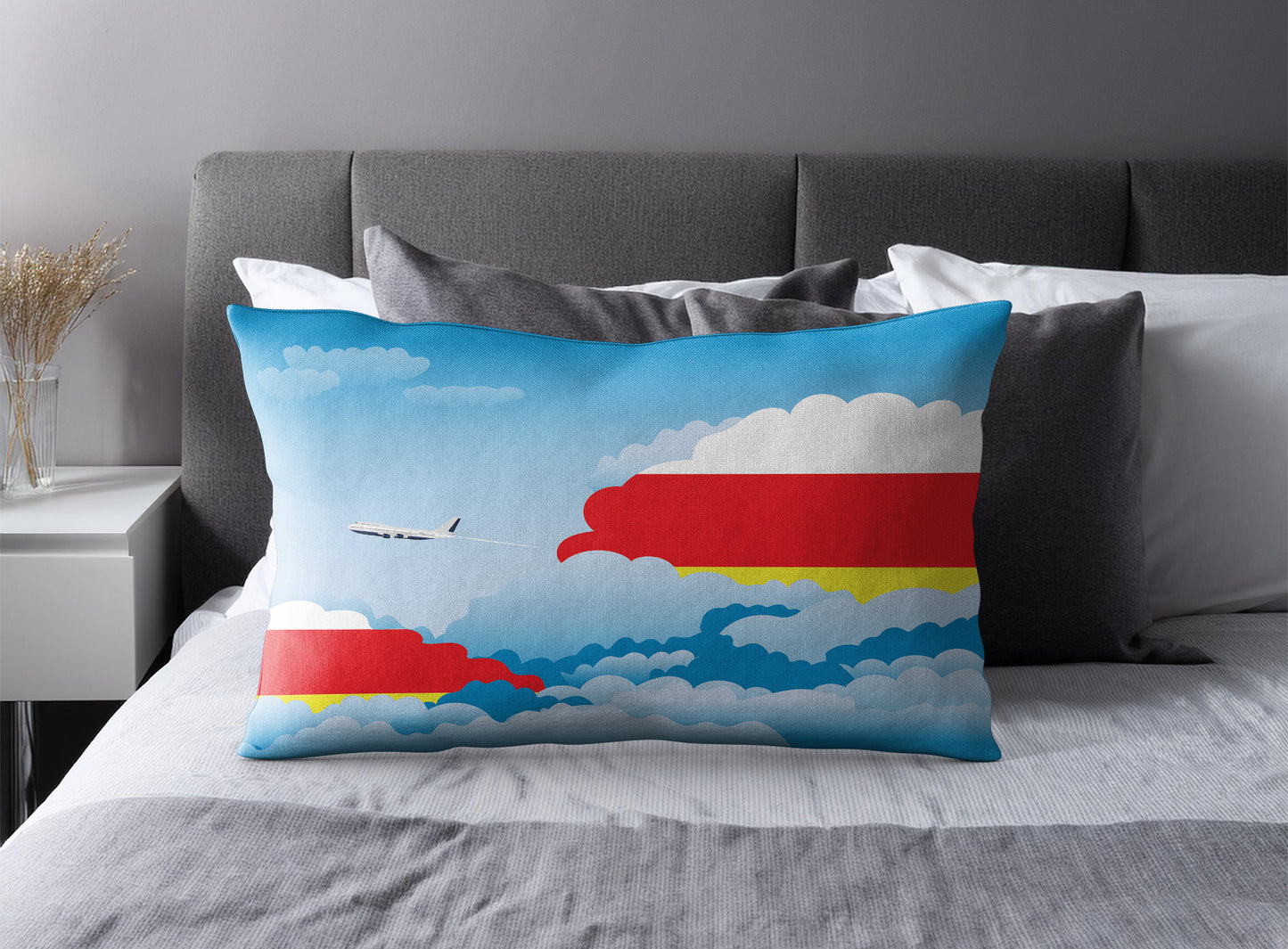 South Ossetia World Airplane Day Clouds Square & Rectangle Pillow Cases | Aviation Decorative Pillow Covers