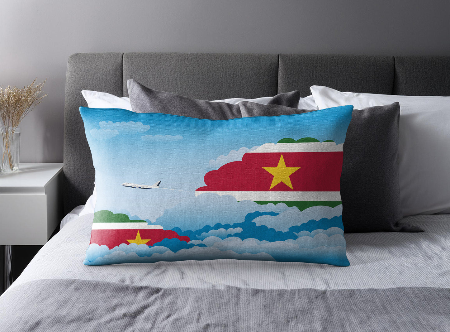 Suriname Day Clouds Pillow Case and Pillow Throw