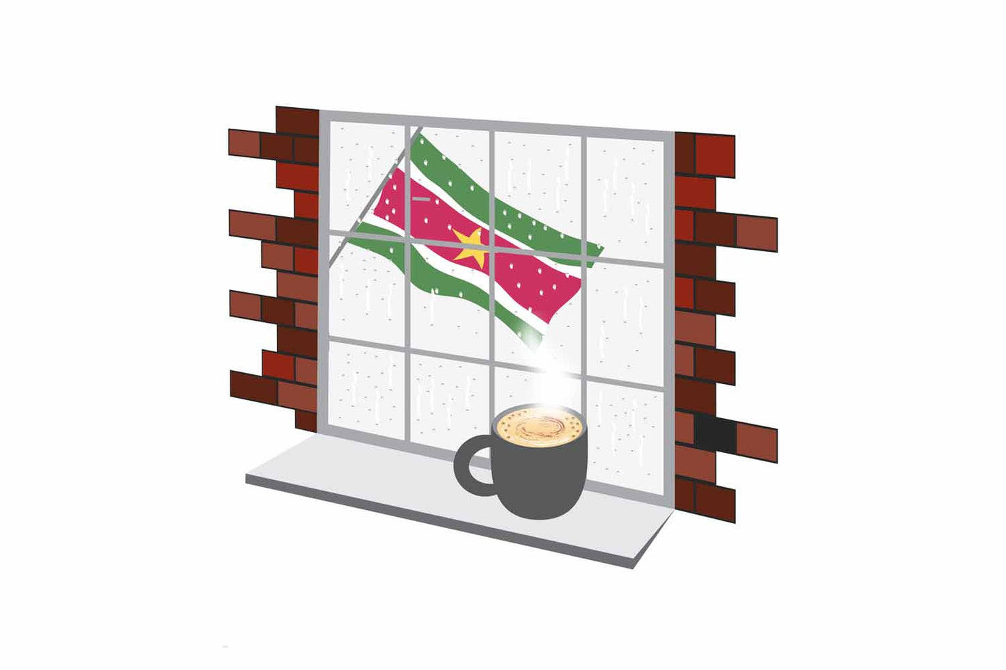 Suriname Coffee Rain Window Fridge Magnet