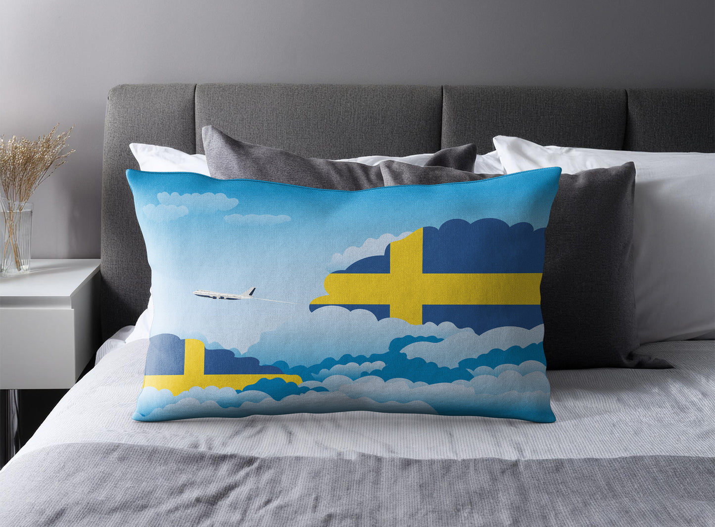 Sweden World Airplane Day Clouds Square & Rectangle Pillow Cases | Aviation Decorative Pillow Covers