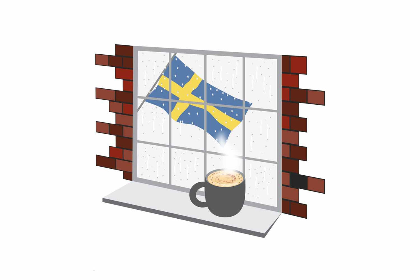 Sweden Coffee Rain Window Fridge Magnet