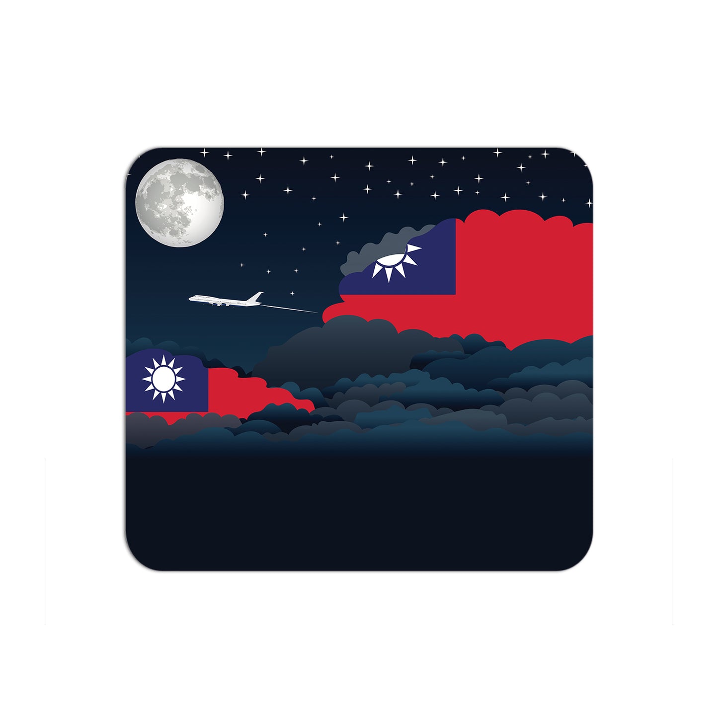 Taiwan Airplane Airport Flight Night Clouds Mousepad