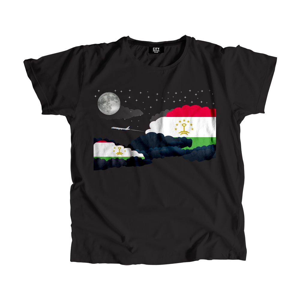 Tajikistan Night Clouds Airplane Airport Flight Men Unisex T-Shirt Night Clouds Airplane Airport Flight T-Shirt