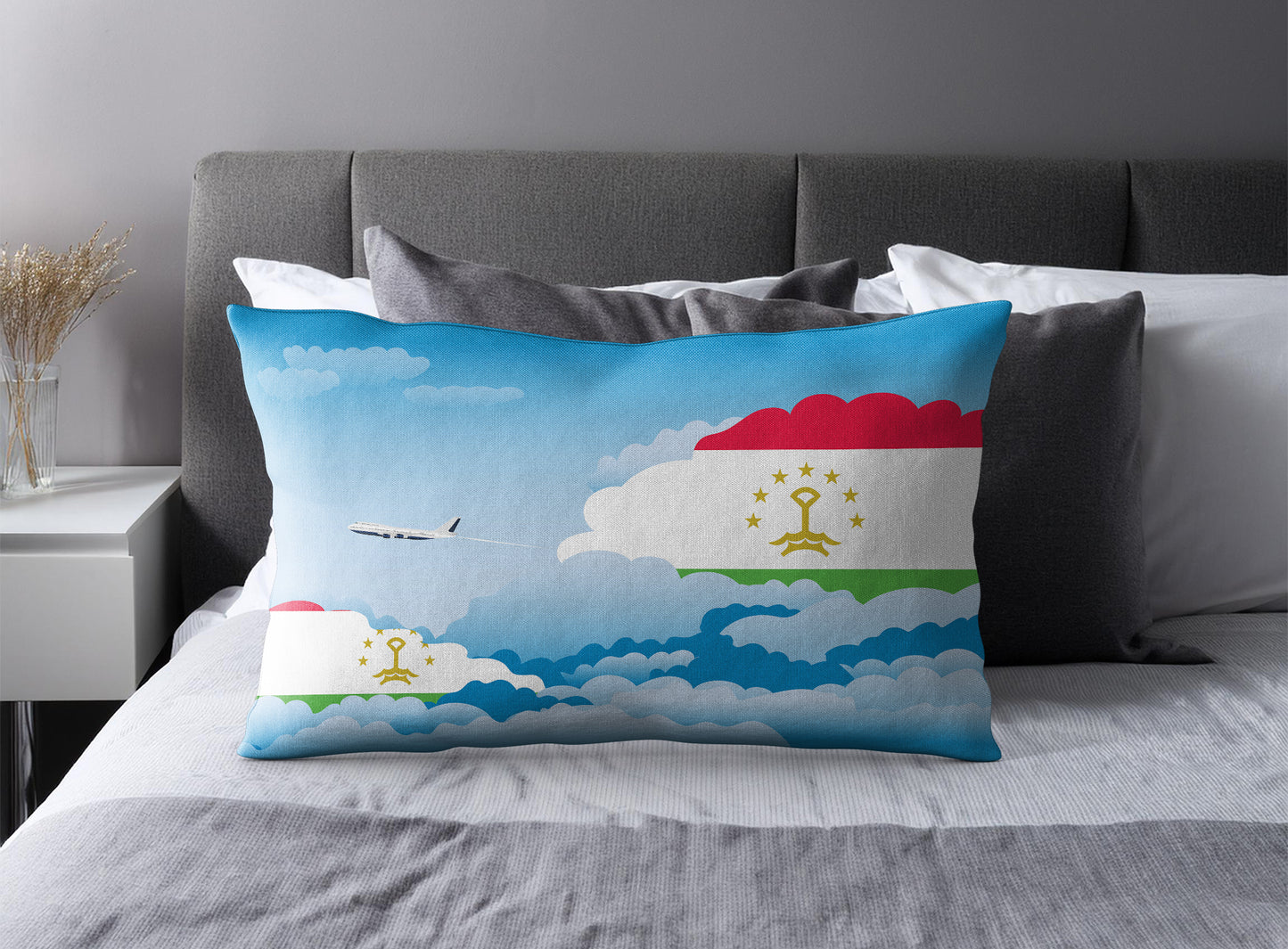 Tajikistan World Airplane Day Clouds Square & Rectangle Pillow Cases | Aviation Decorative Pillow Covers