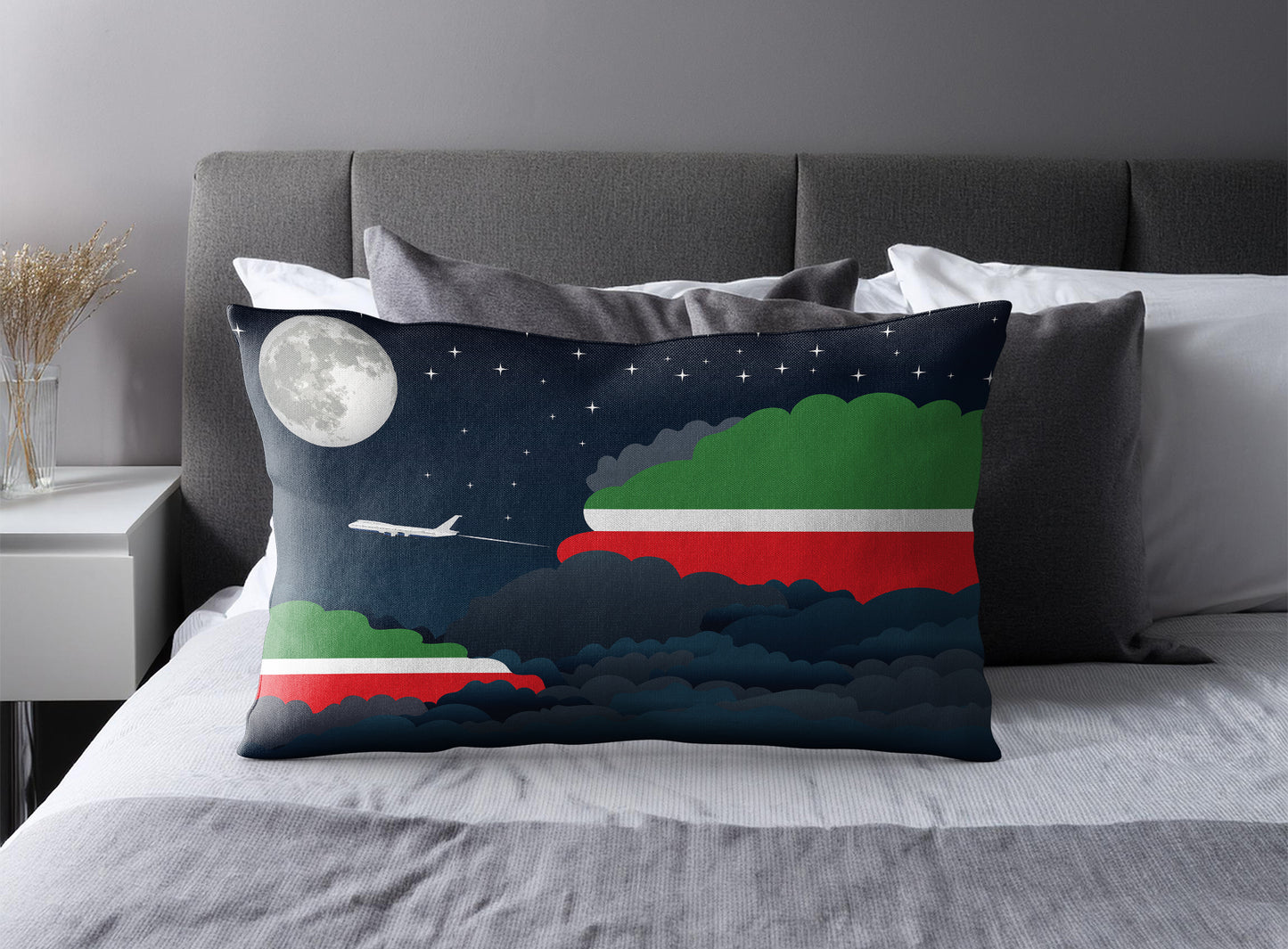Tatarstan World Airplane Night Clouds Square & Rectangle Pillow Cases | Aviation Night Sky Pillow Covers